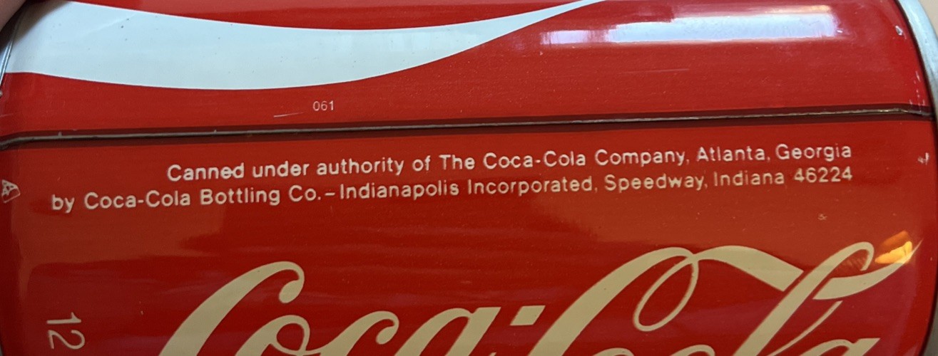 Coca-Cola Empty Pull Tab Steel 12oz Soda Can From Speedway Indiana