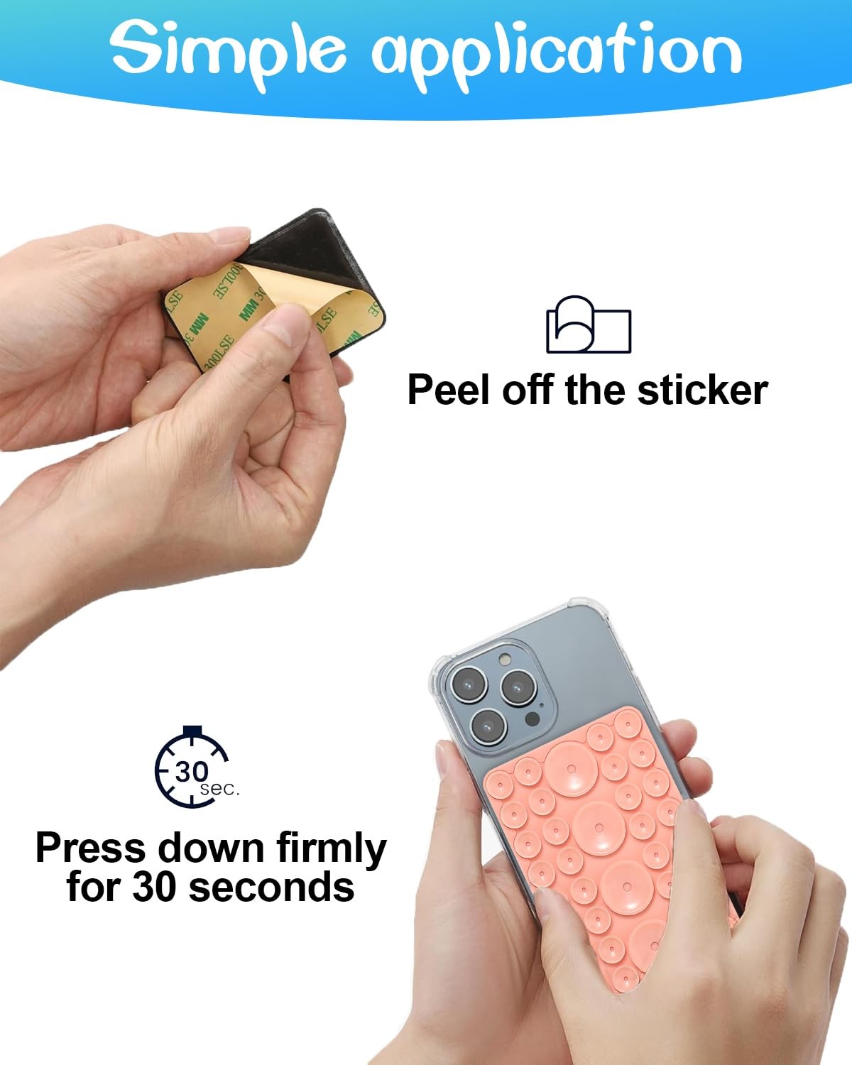 5-Pack Suction Phone Grip, Octo Cup Buddy Phone Case Mount
