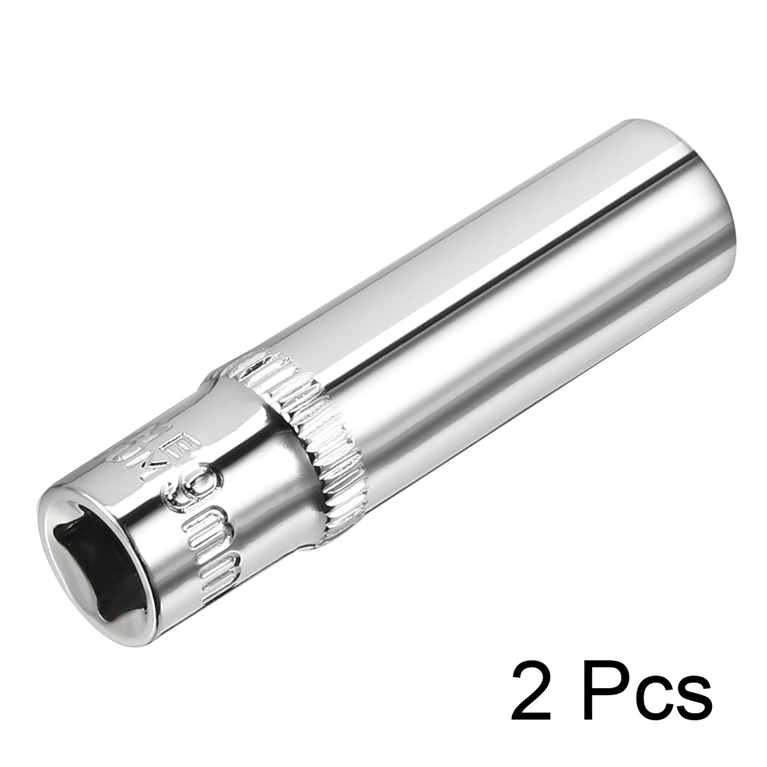 2Pcs 1/4 Inch Drive 9mm Cr-V 6-Point Deep Socket