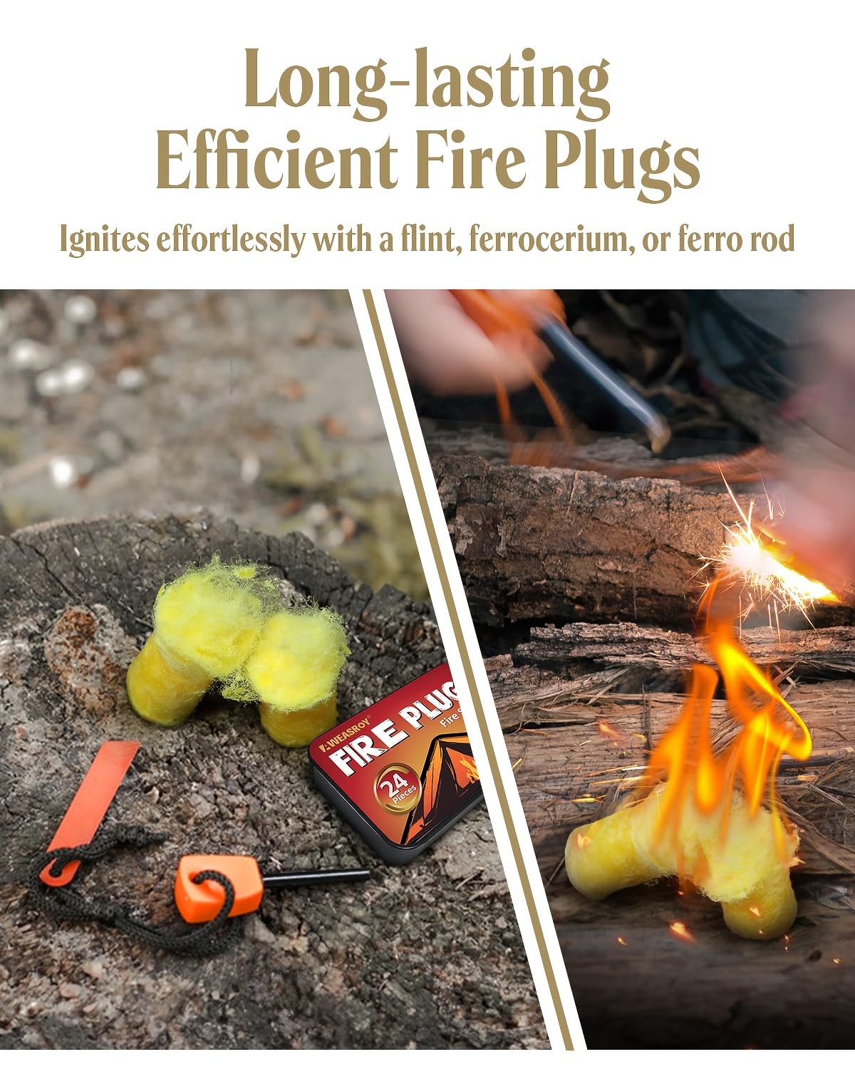 AWEASROY Fire Plugs Starters - Windproof Starter for 24, Yellow