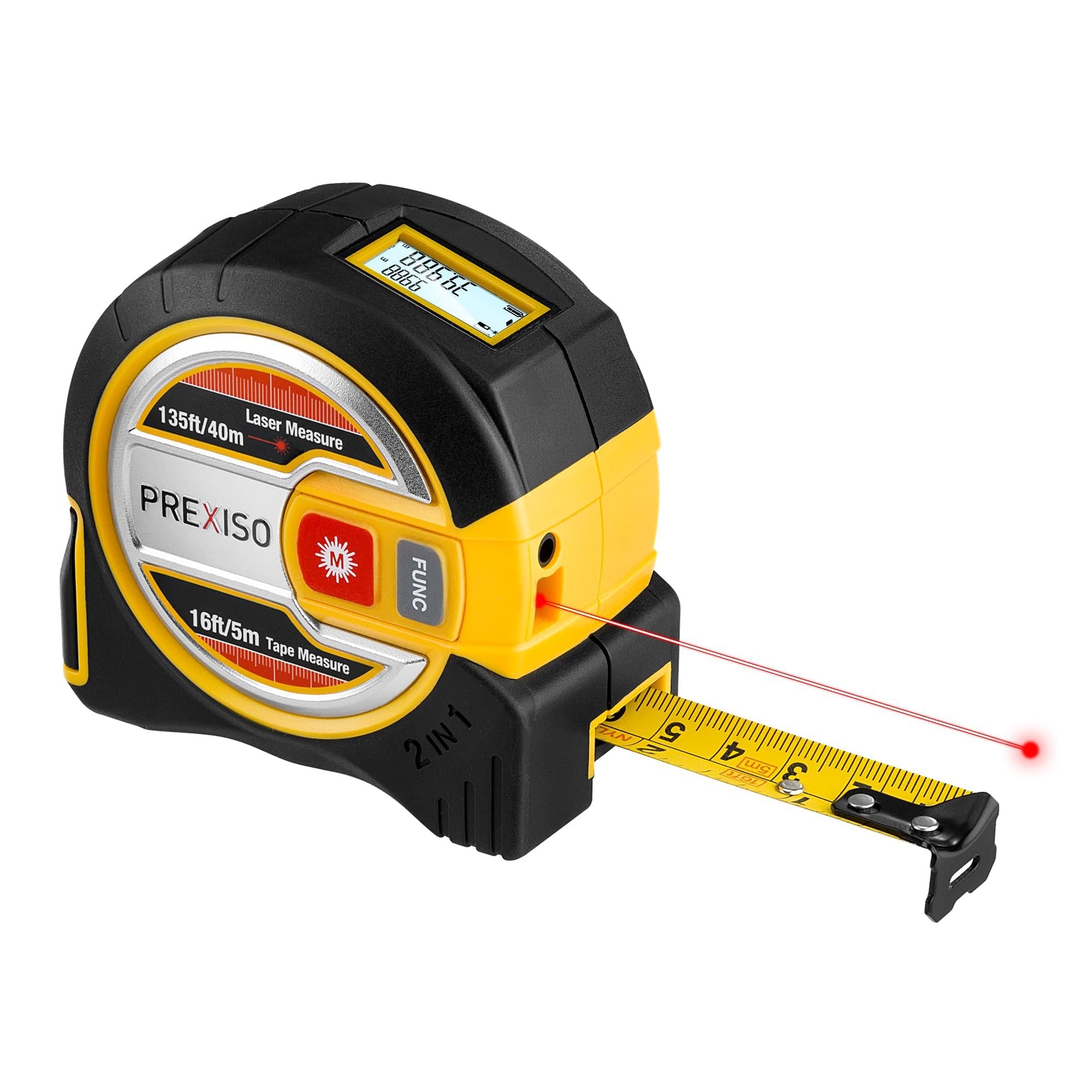 PREXISO 2-in-1 Laser Tape Measure 16Ft Measure Tape&135Ft Laser Measurement Tool