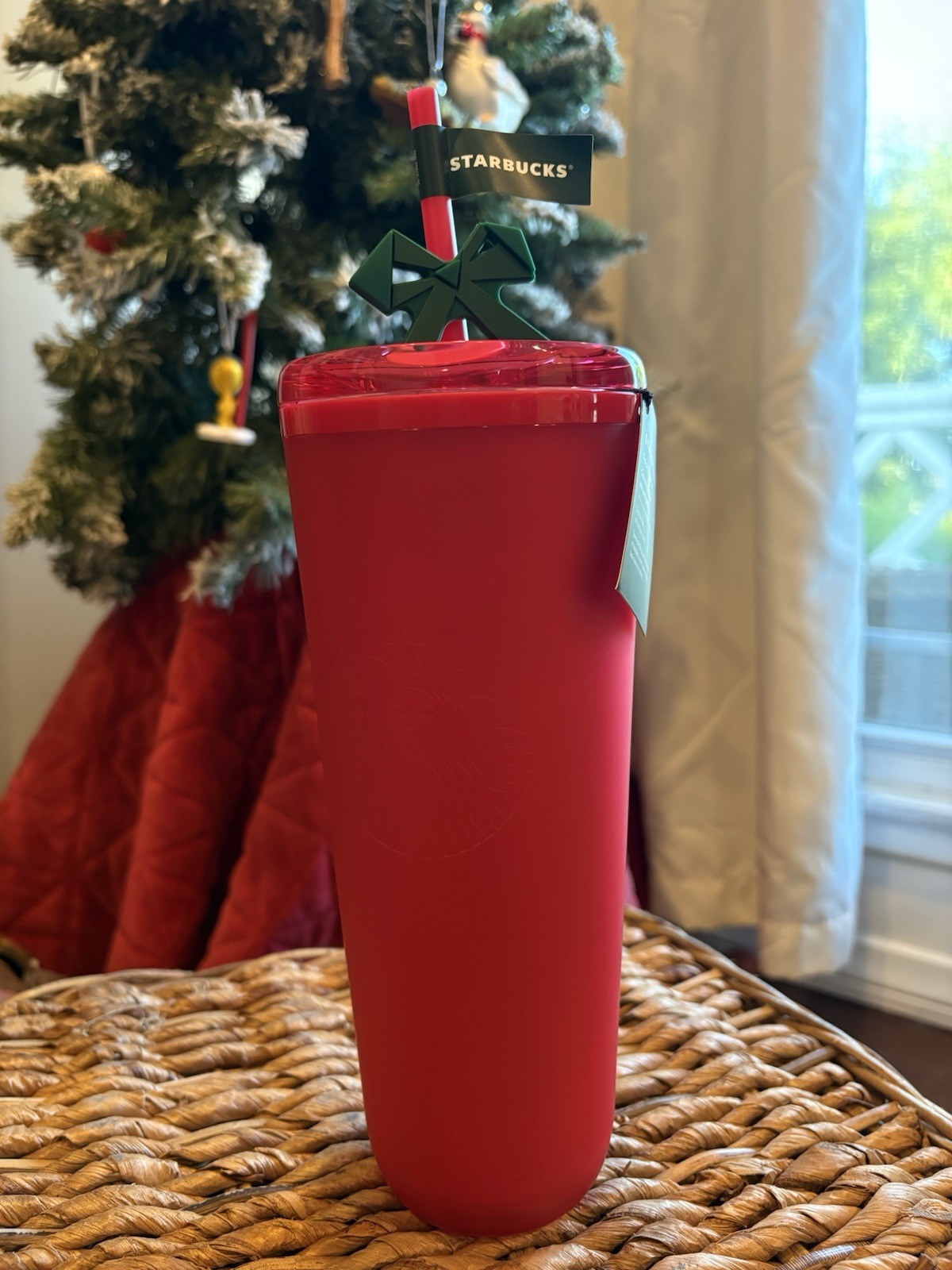 2025 Starbucks Holiday Red Tumbler Cup Straw Siren Coffee Green Christmas Bow