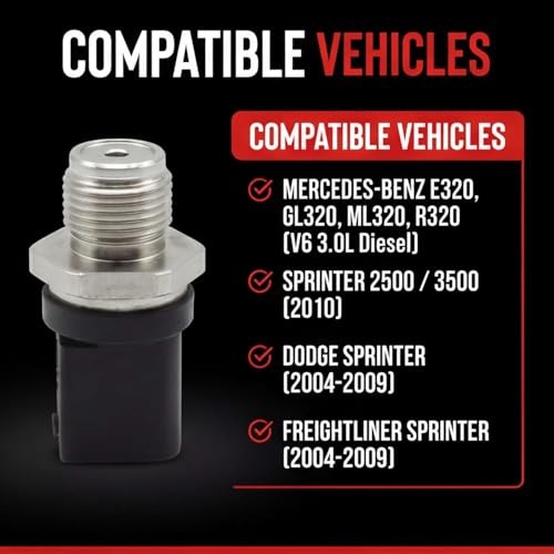 Fuel Injection Pressure Sensor FPS30 Compatible with Mercedes-Benz E320 GL320