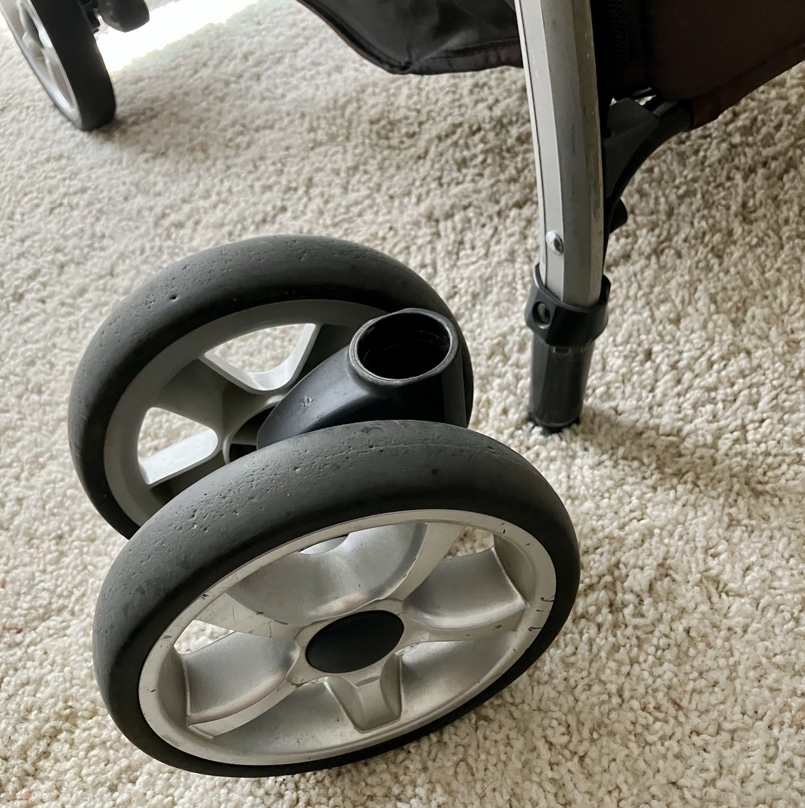 Chicco Keyfit Caddy Stroller - Replacement Front Wheels. - Silver Double Wheels.