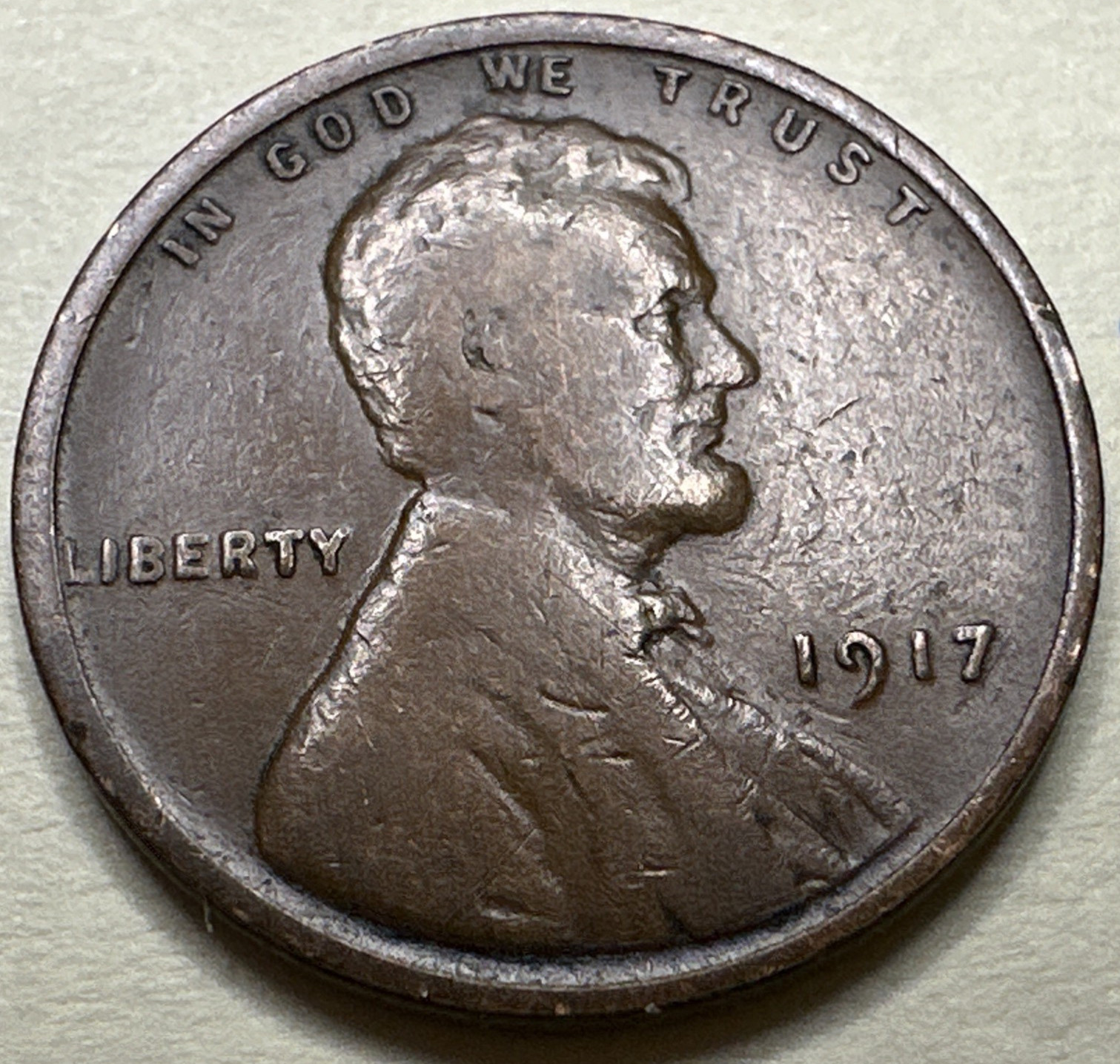 1917 1C Lincoln Wheat Cent Penny 2686X