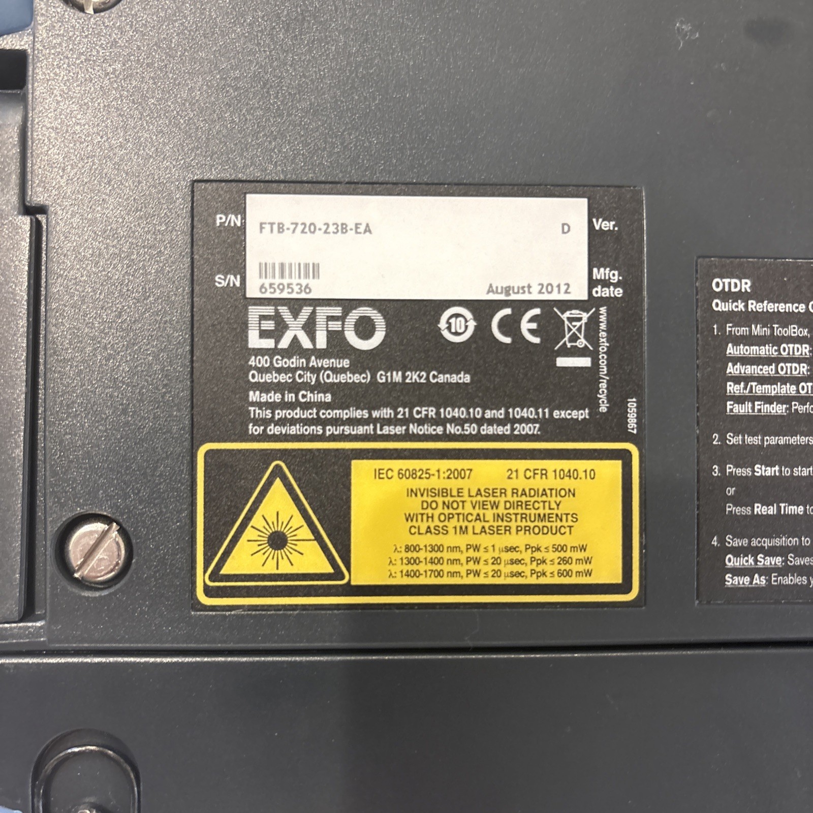 EXFO FTB-1 OTDR Cable Management Tool FTB-720-23B-EA