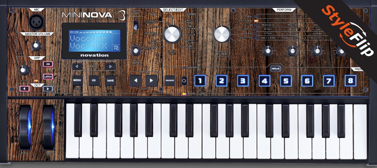 Novation MiniNova Synthesizer | Wood 3  | Protective Decal | StyleFlip Skins