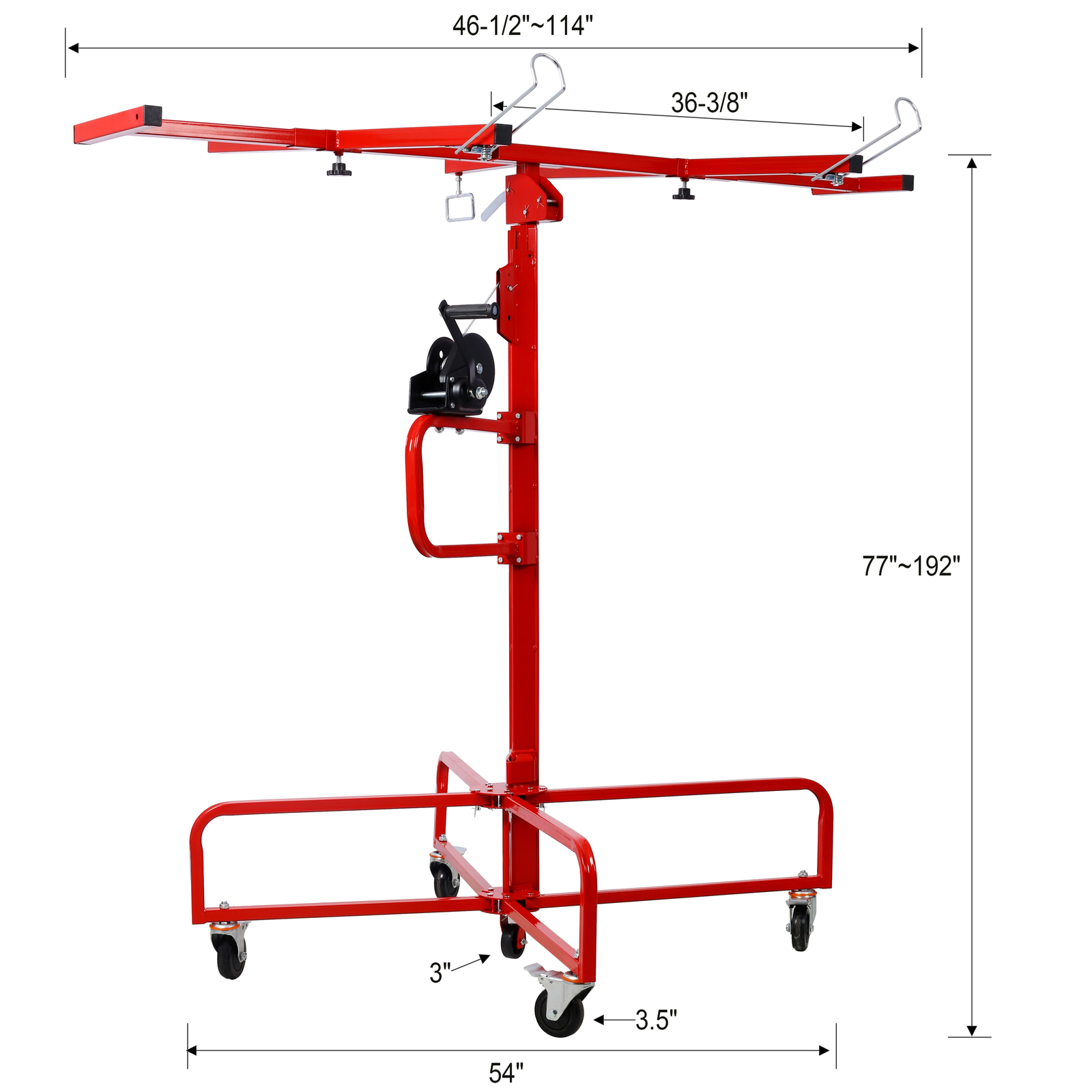 16ft Drywall Lift Hoist Panel Lifter Jack Tool 150lb Capacity Rolling Caster
