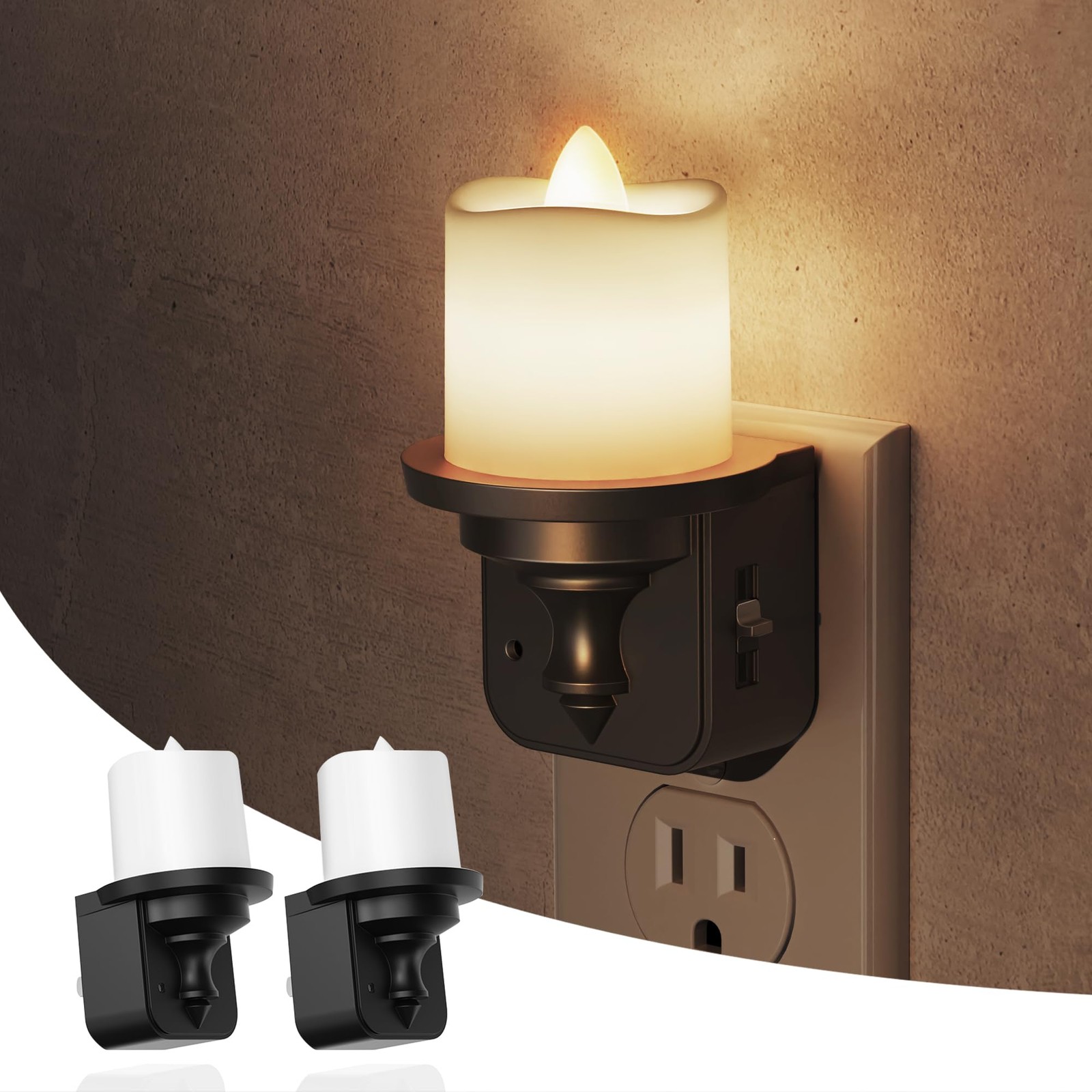 Candle Night Light, Dimmable Night Lights Plug into Wall, Dusk to Dawn Sensor...