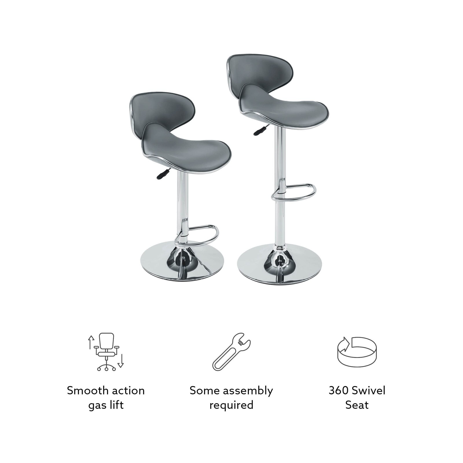 Company Shayna Chrome and Grey Upholstered Adjustable Barstool