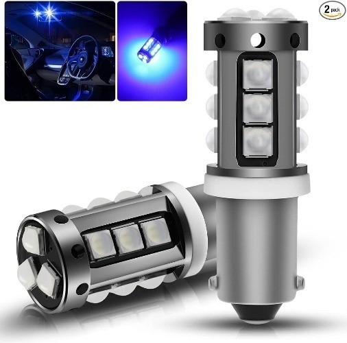 2Pcs AC/DC 9-30 1200LM BA9 BA9S LED Bulb CANBUS Err Size: BA9S-180°Color: Blue