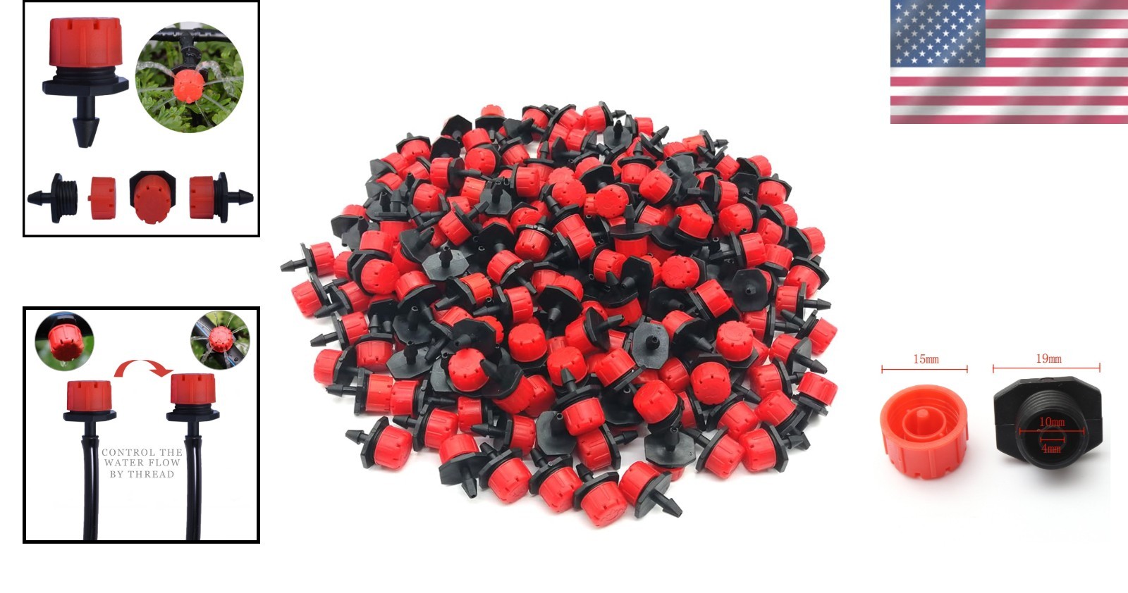 Adjustable 360° Drip Irrigation Drippers - 100 Pcs for Efficient Plant Watering