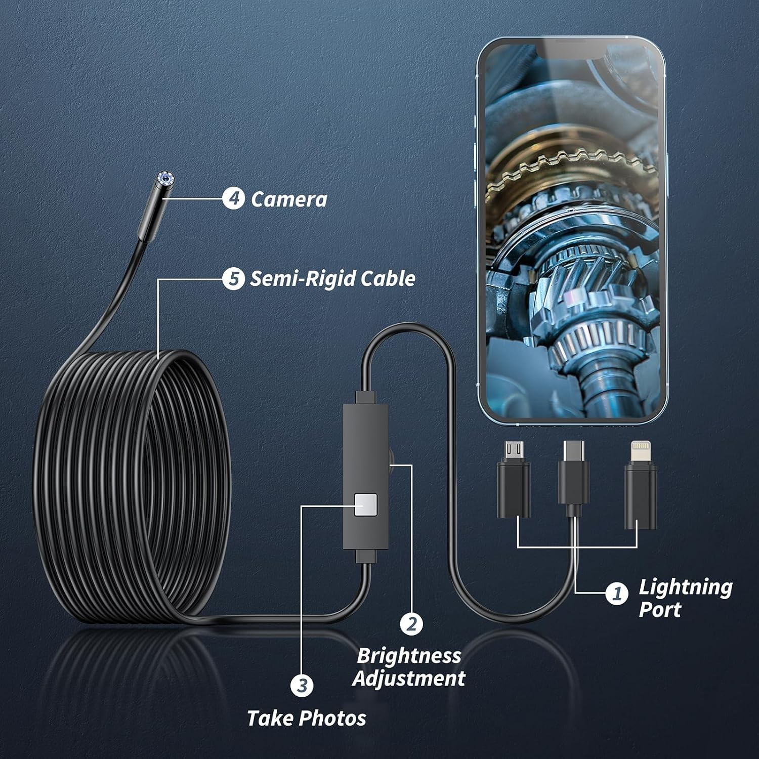 Camara Endoscopio Con Luz 8 LED Para Android y ios De Inspeccion Del Boroscopio