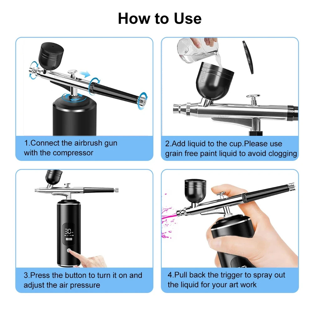 Portable Mini Compressor Airbrush Gun Spray Paint Artigia