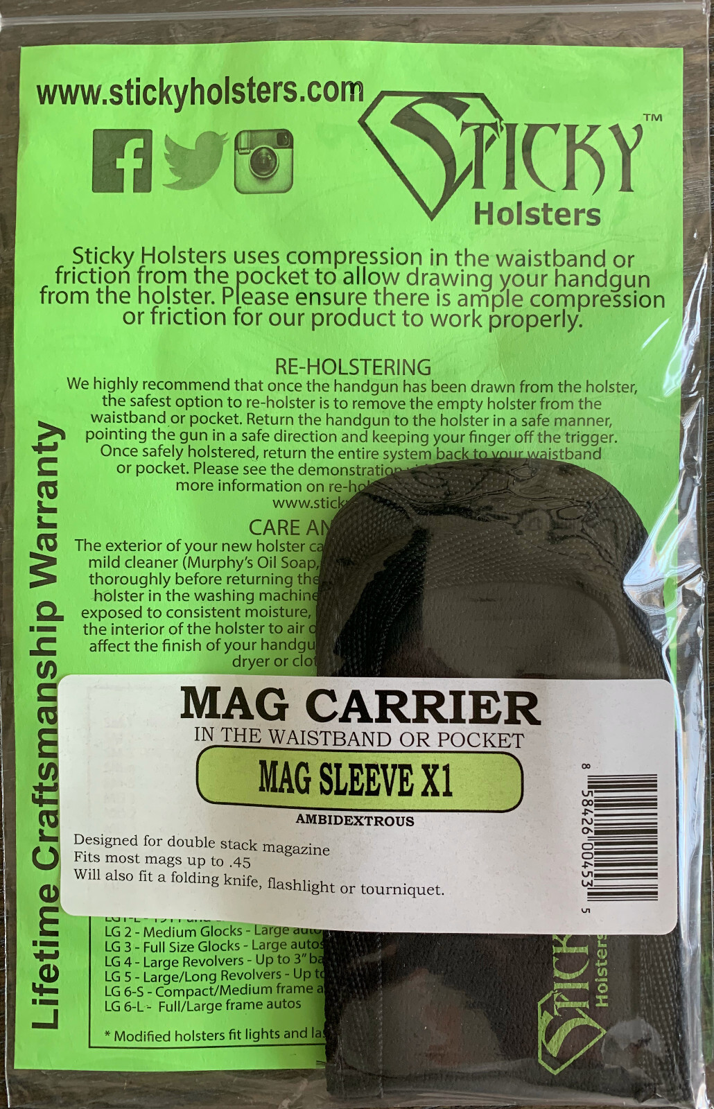 Sticky Holsters Mag Sleeve X1 Mag Carrier