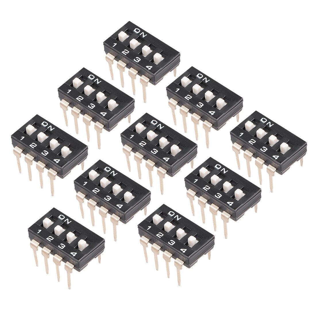 10pcs Black DIP Switch 1 2 3 4 Positions 2.54mm Pitch for Breadboards PCB