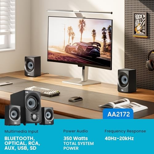 Bluetooth 2.1 Speaker System 2.1-Channel Home Theater Speaker System, Grey