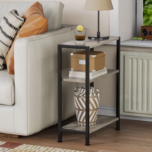 3-Tier Side Table Set of Small End Table, Sofa Side Table for Narrow 2 Greige