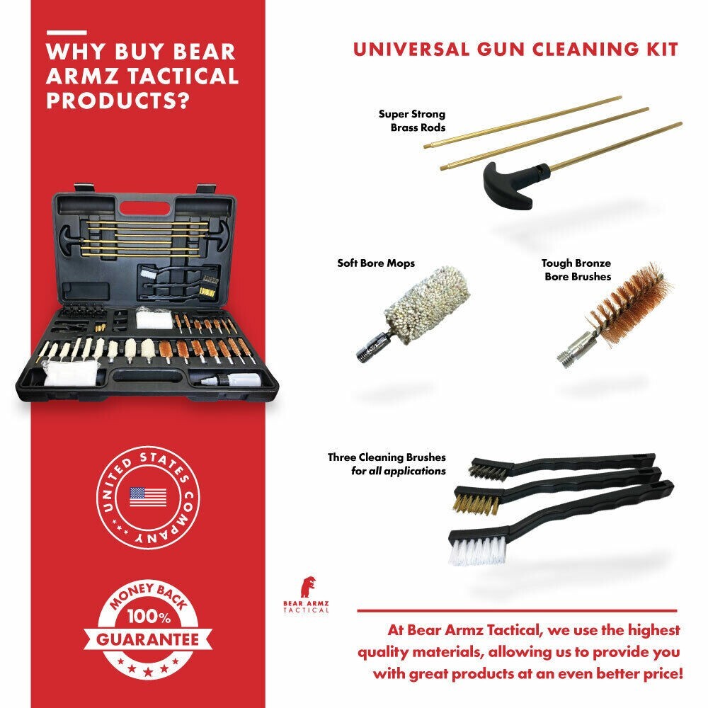 Gun Cleaning Kit for Rifle Pistol Shotgun Muzzleloader for any Caliber Universal
