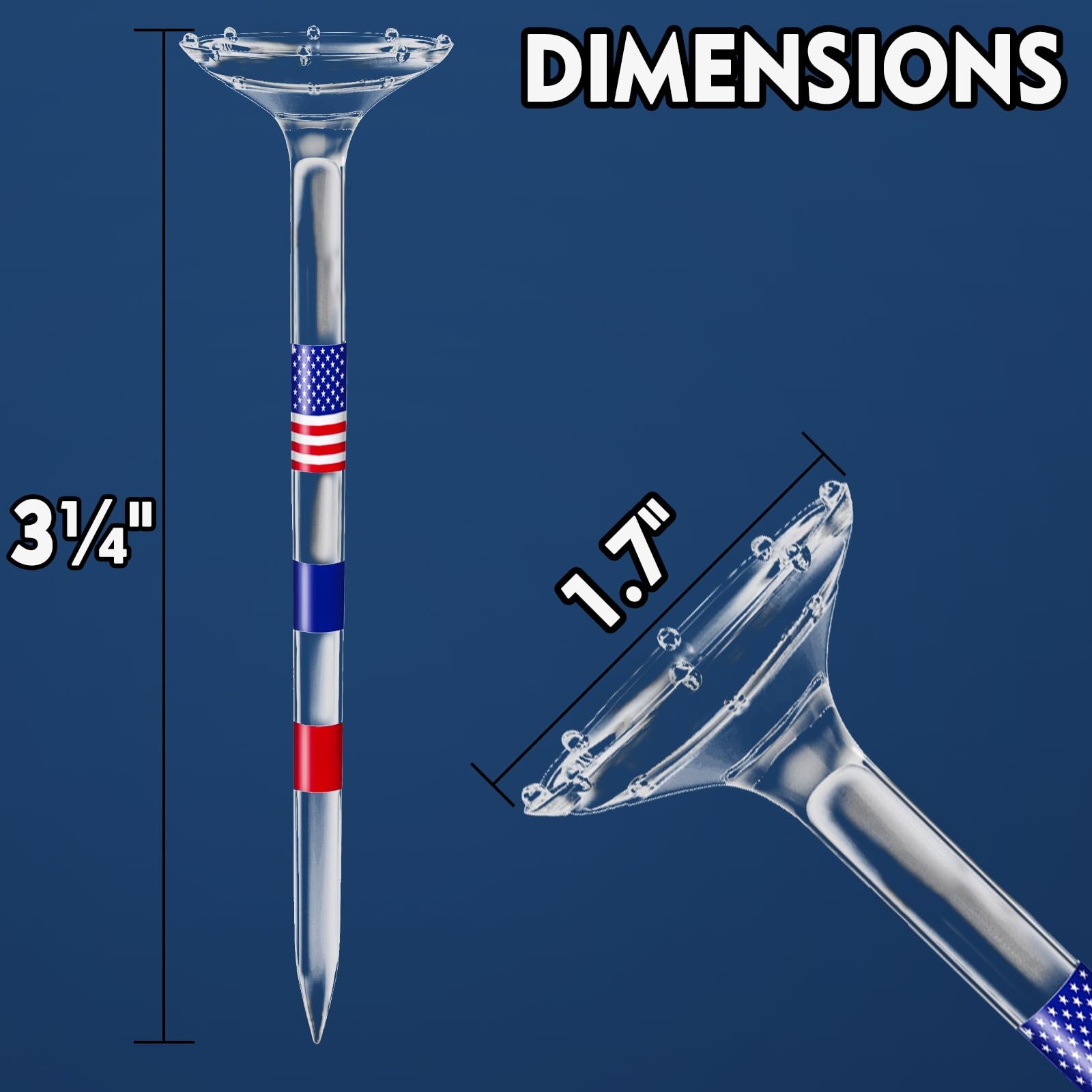 Durable 3 1/4" Golf Tees Unbreakable, Reduces Friction, 50/80 Pack Options