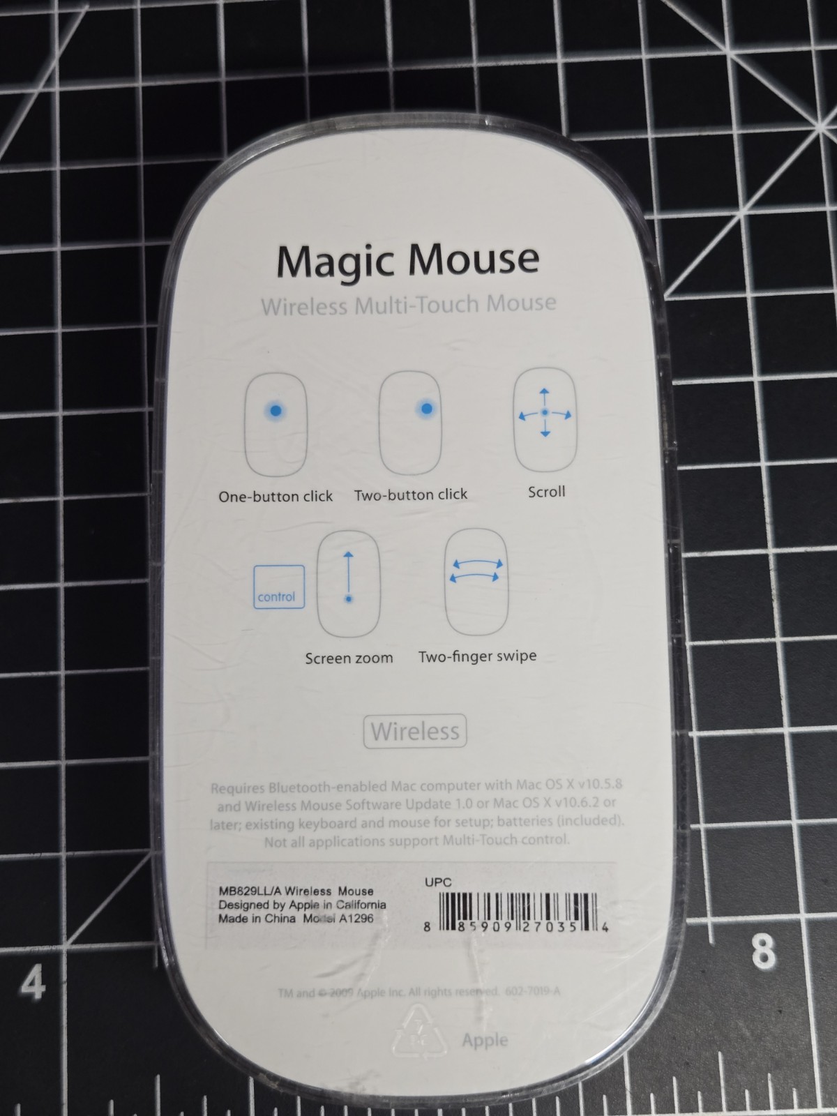 Apple A1296 Wireless Tactile/Multi-Touch Mouse - MB829LL/A
