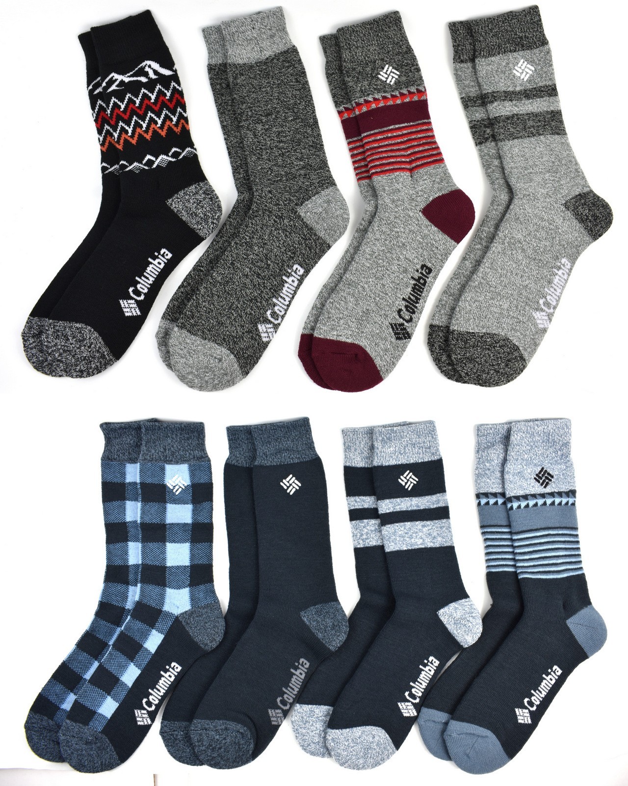 Columbia Men's  Fleece interior Thermal Crew Socks 4-Pair Fit Men's Shoe Sz 6-12