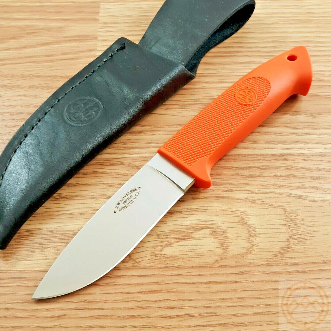 Beretta Loveless Fixed Knife 3.75" Stainless Steel Blade Zytel Orange Handle