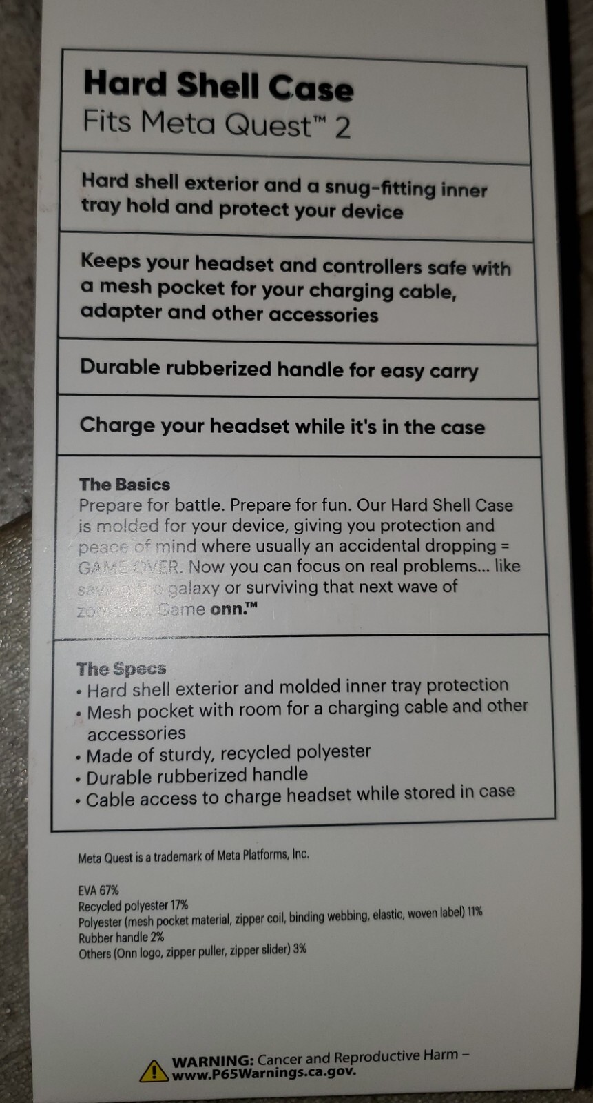 Game Onn Quest 2 Hard Shell Carrying Case