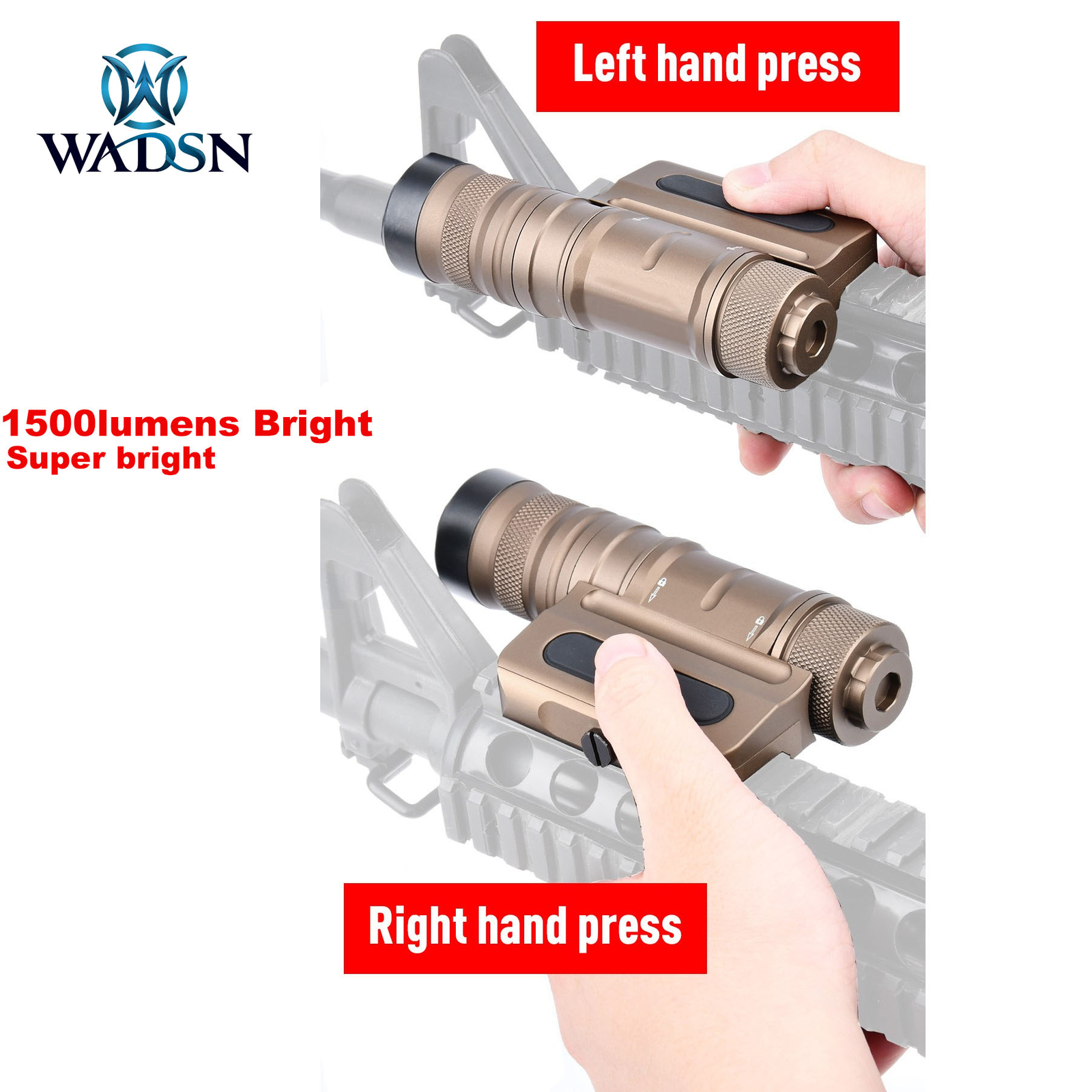 Wadsn Metal Hunting Flashlight With Offset Mount Tactical Strobe Torch Light