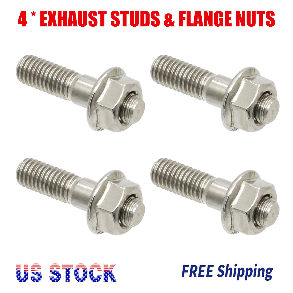 4PCS Exhaust Studs Flanget Nut Stainless Steel For Yamaha Suzuki Kawasaki Z1000
