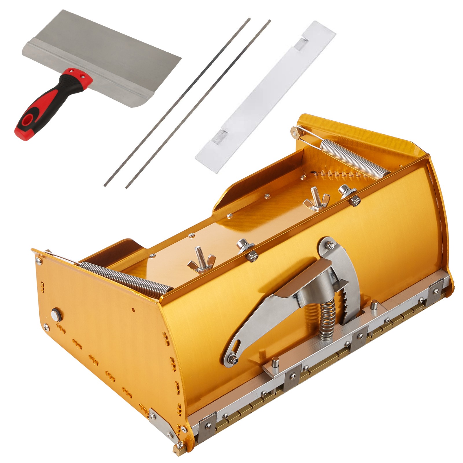 Uimoso Drywall Flat Box Finishing Mud Box 10'' Wall Compound Putt 2 Bonus Blades