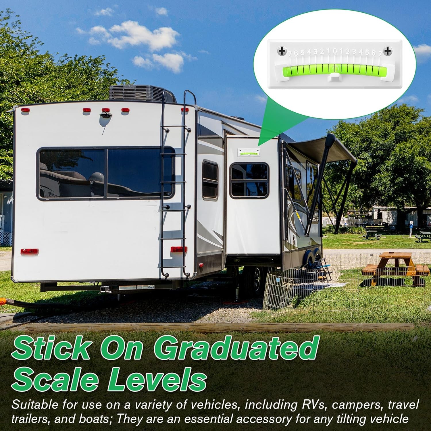 RV Level Bubble, Graduated Scale Levels for Precision Leveling, Stick on Levelin