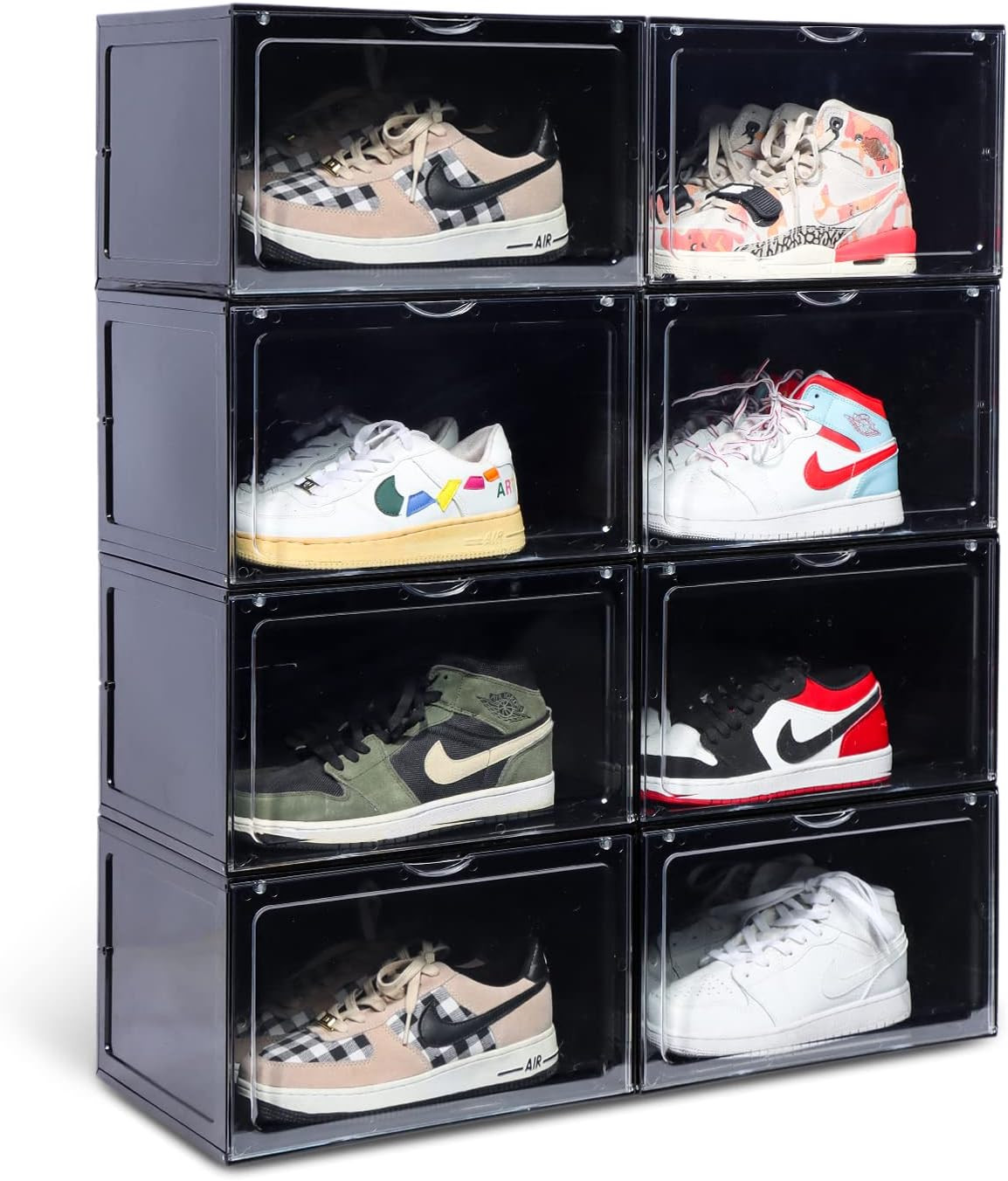 XL clear shoe storage boxes stackable, 8 Pack Large Shoe Boxes Clear Plastic Sta