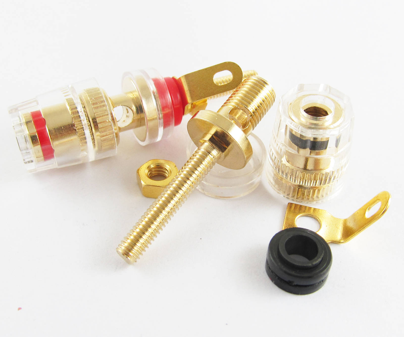 2pcs Copper Gold Audio Speaker 4mm Banana Jack Long Thread Small Binding Post