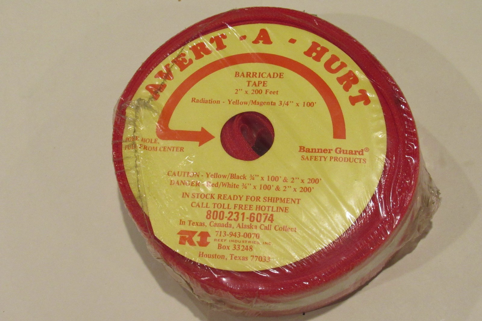 NEW Banner Guard Avert-A-Hurt Woven Barricade Tape/Webbing 2"x200' Red/White