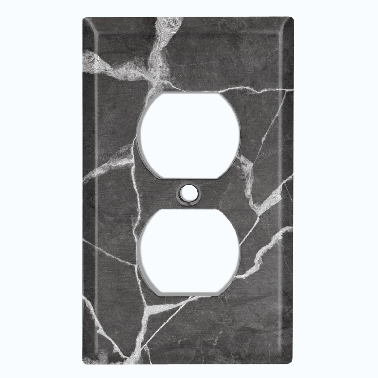 Metal Light Switch Cover Wall Plate Kitchen Marble Black Pattern Tile MAR004