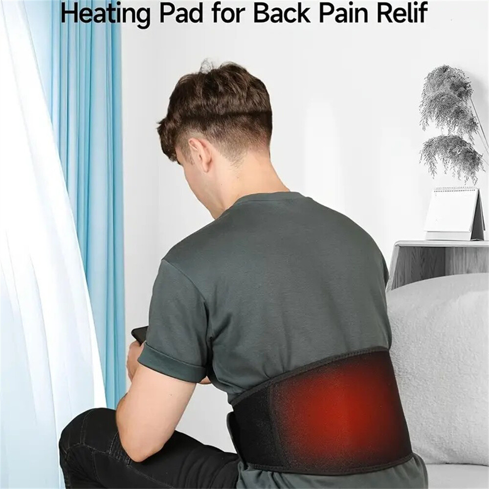 Heating Pad Lumbar Waist Support Brace Belt Lower Back Pain Relief for Men Women