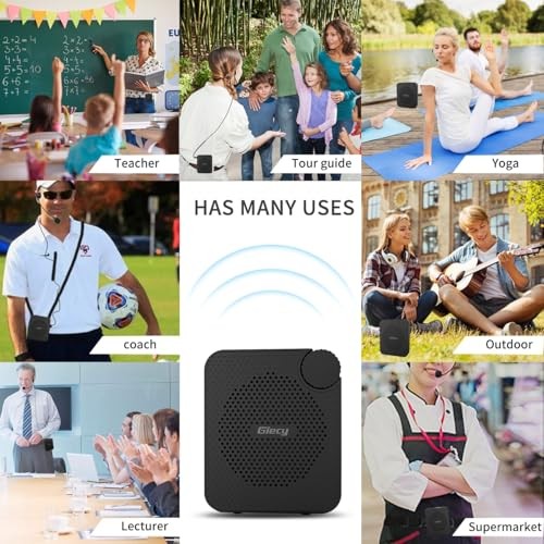 Portable Voice Amplifier with Wired Microphone Headset, Matte Black