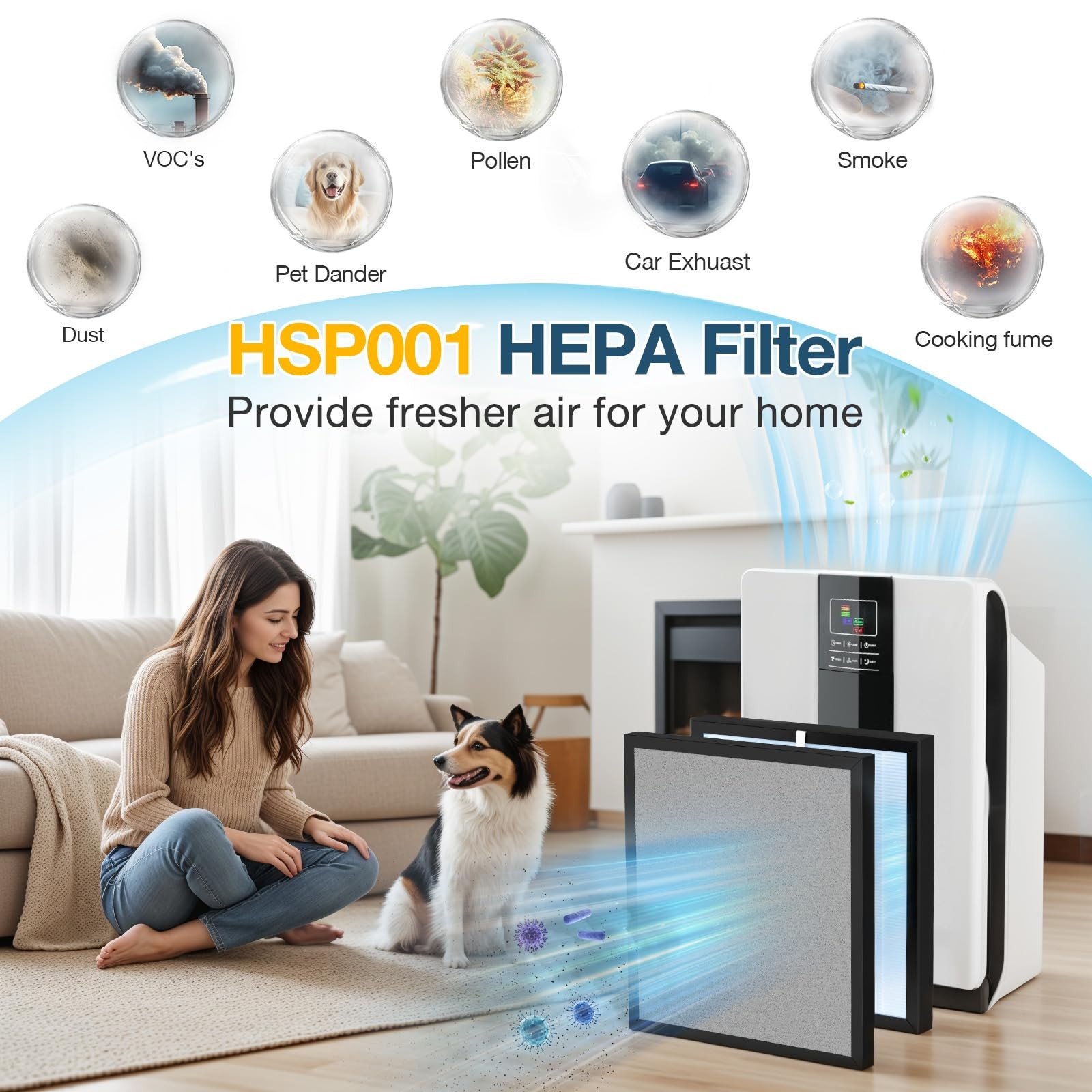 HSP001 Filter Replacement for HATHASPACE Air Purifier, 3 Pack, H13 HEPA