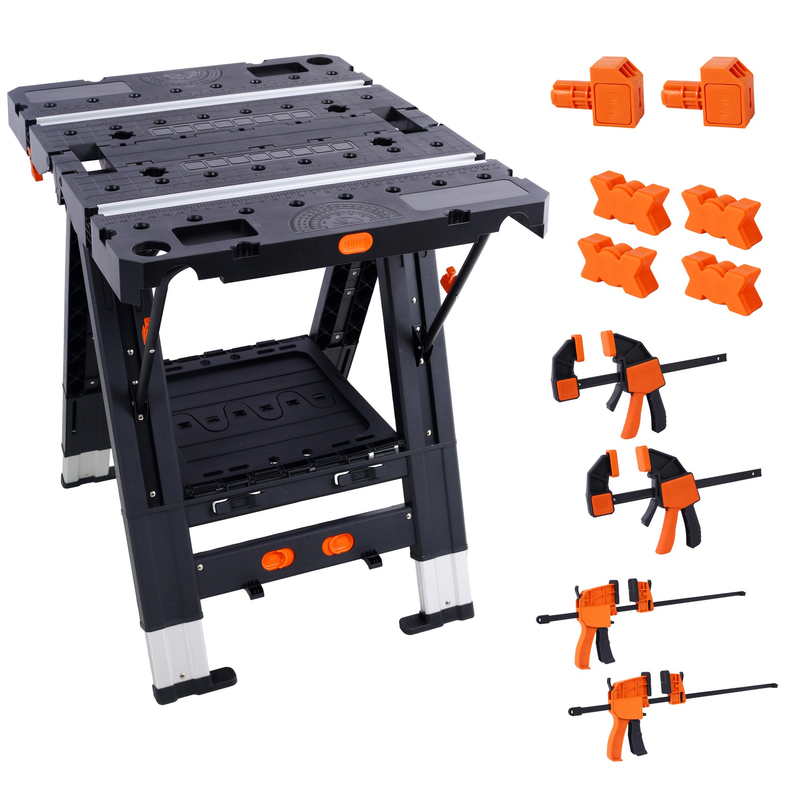 Portable Folding Work Table, 2-in-1 Sawhorse & Workbench, 500 lbs Capacity