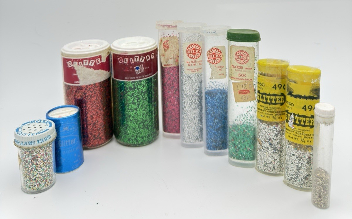 Vtg Craft Glitter Metalic Glitterex Walco Ross Chemtoy Carters Lot of 11