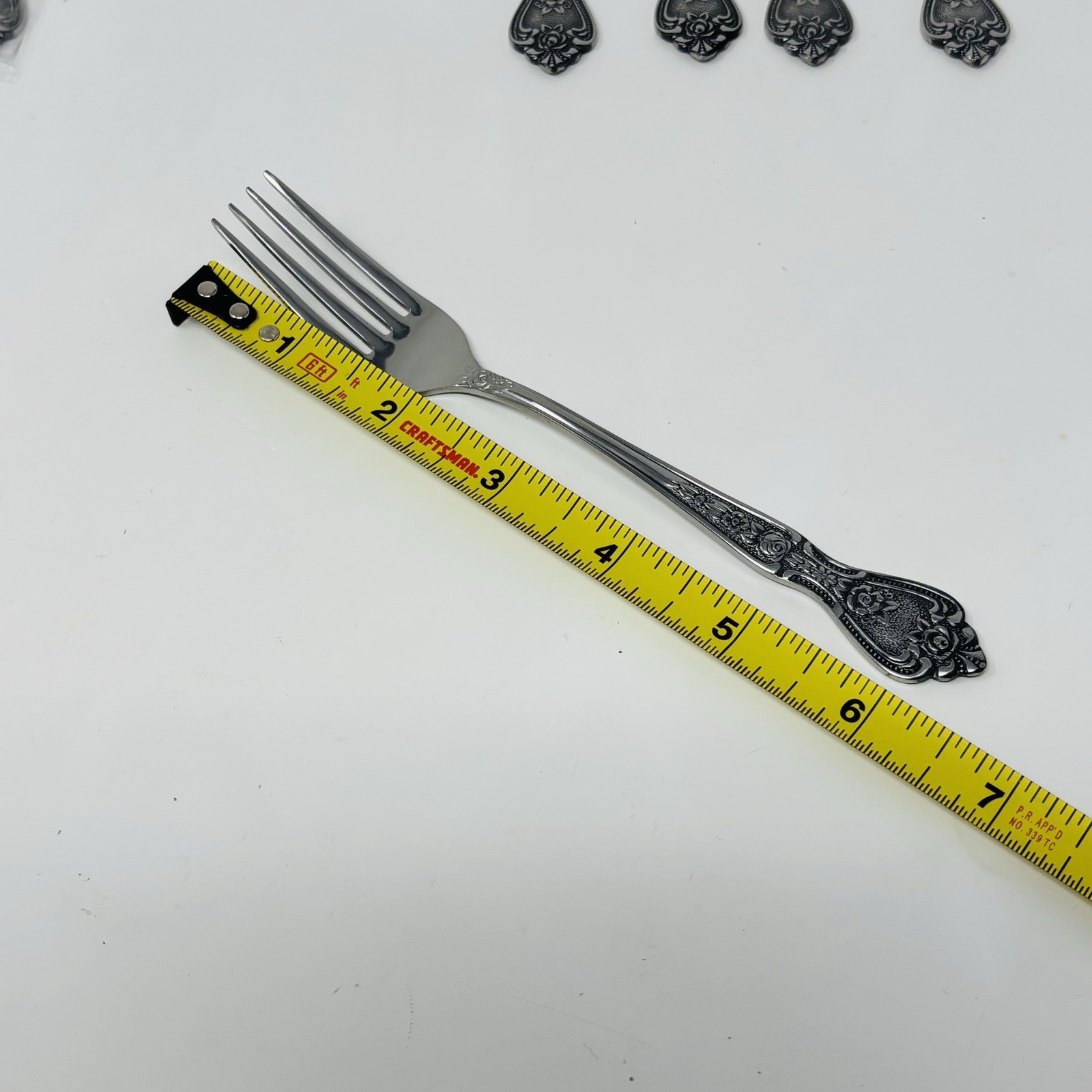 5 Japan NORMANDY Stainless Flatware 6.5" Salad Fork Rose Design Flower