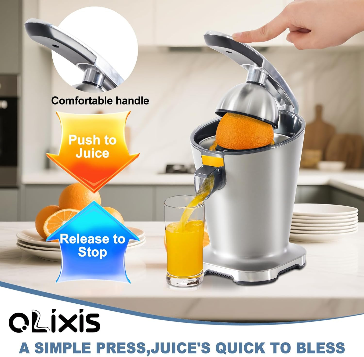 Electric Citrus Juicer, Automatic Orange Juicer Machine & Lemon Squeezer with On
