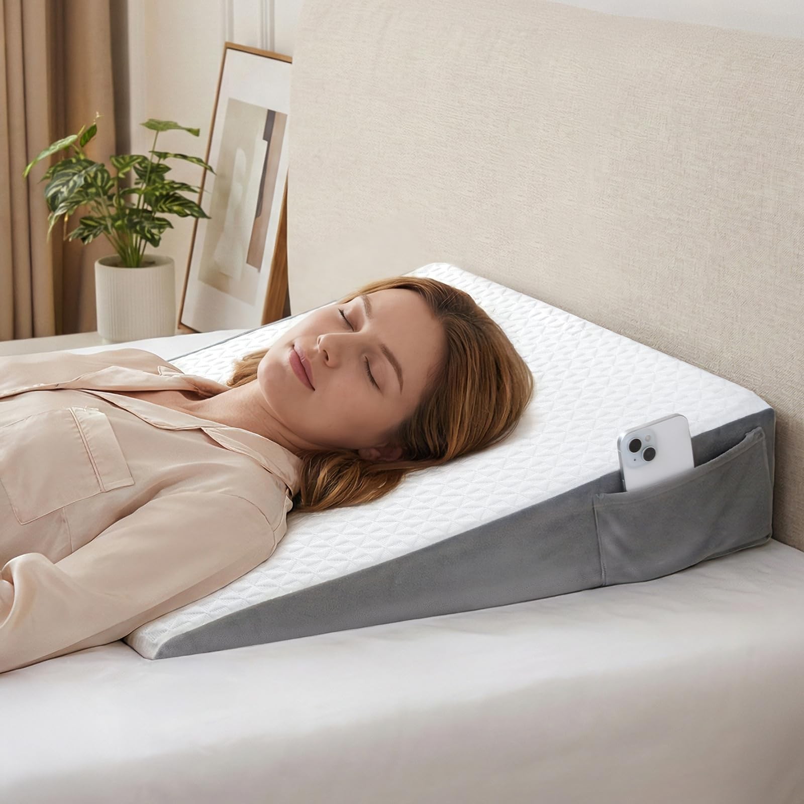 Vekkia 24" x 24" x 5.5" Bed Wedge Pillow for Sleeping – Triangle Pillow for S...