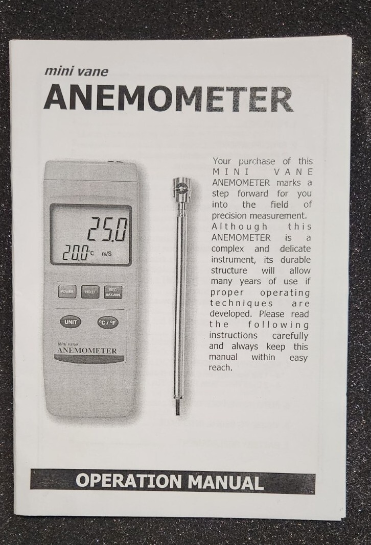 General Tools Digital Air-Speed Temperature Mini Vane Anemometer DAF80MIN