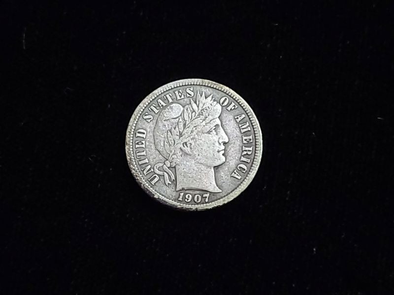 1907-S Barber Silver Dime Very Fine+ 40728