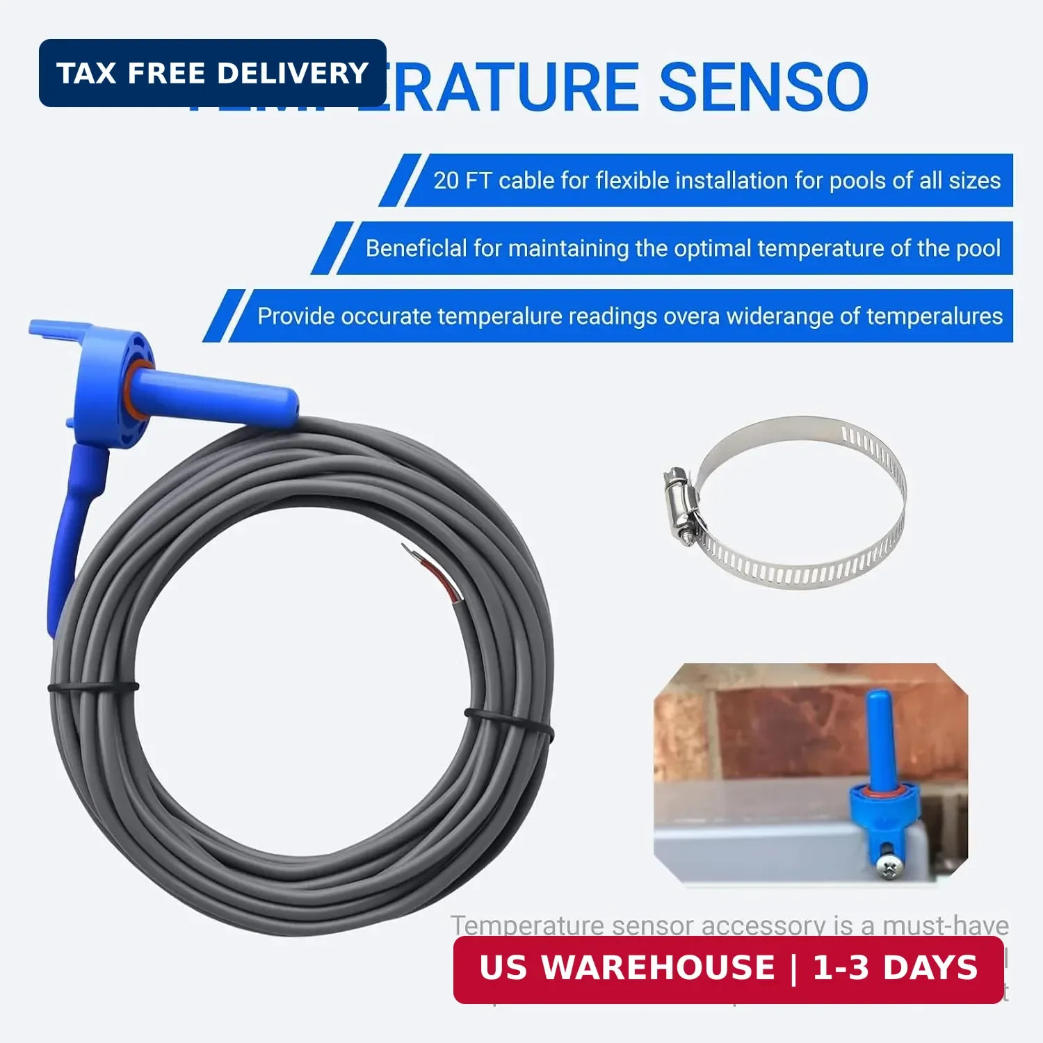 520272 Pool Temperature Sensor Thermistor, 20 Feet Cable, 2 Pack
