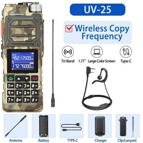 Baofeng UV25 FM Walkie Talkie Long Range Tri-power Two Way Radio 10W+771 Antenna
