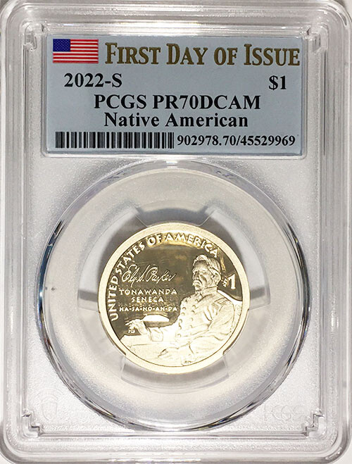2022 S Proof Native American Dollar Ely Parker  PCGS PR 70 DCAM FDOI