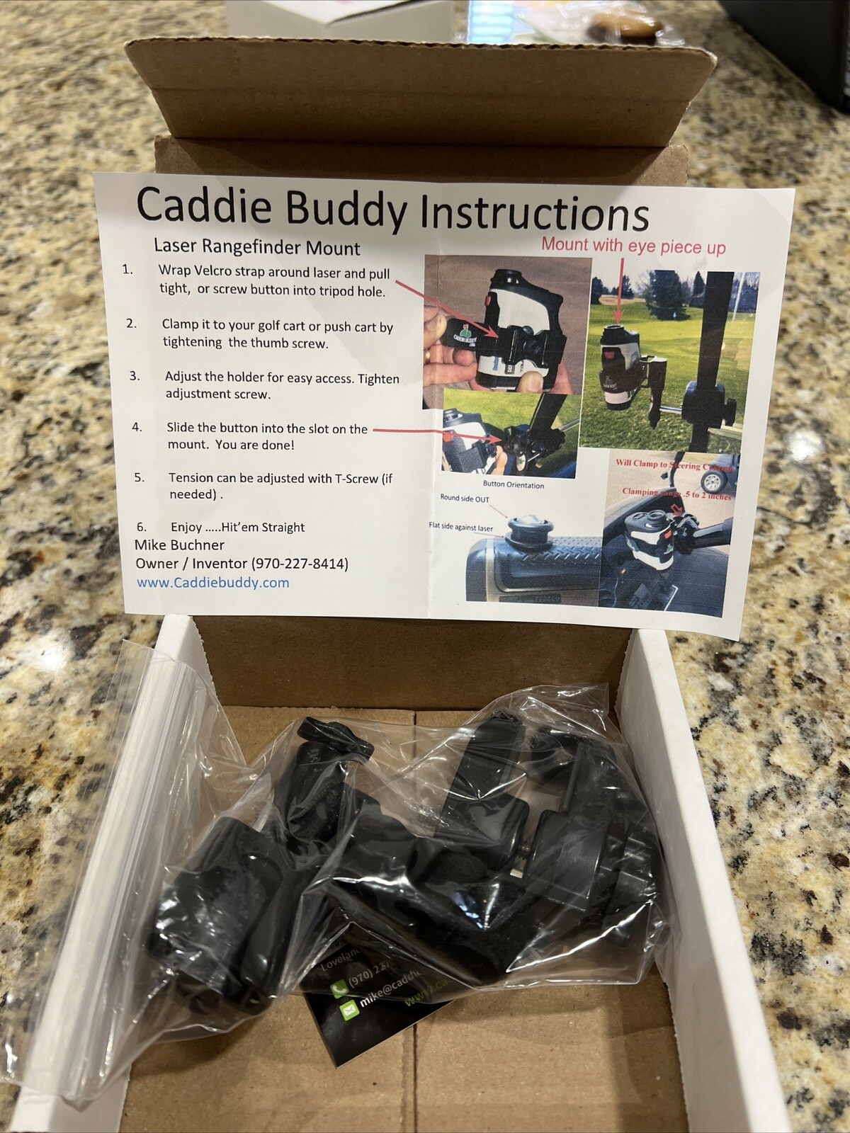 Caddie Buddy Laser Range Finder Universal Mount For Golf Cart Or Push Cart
